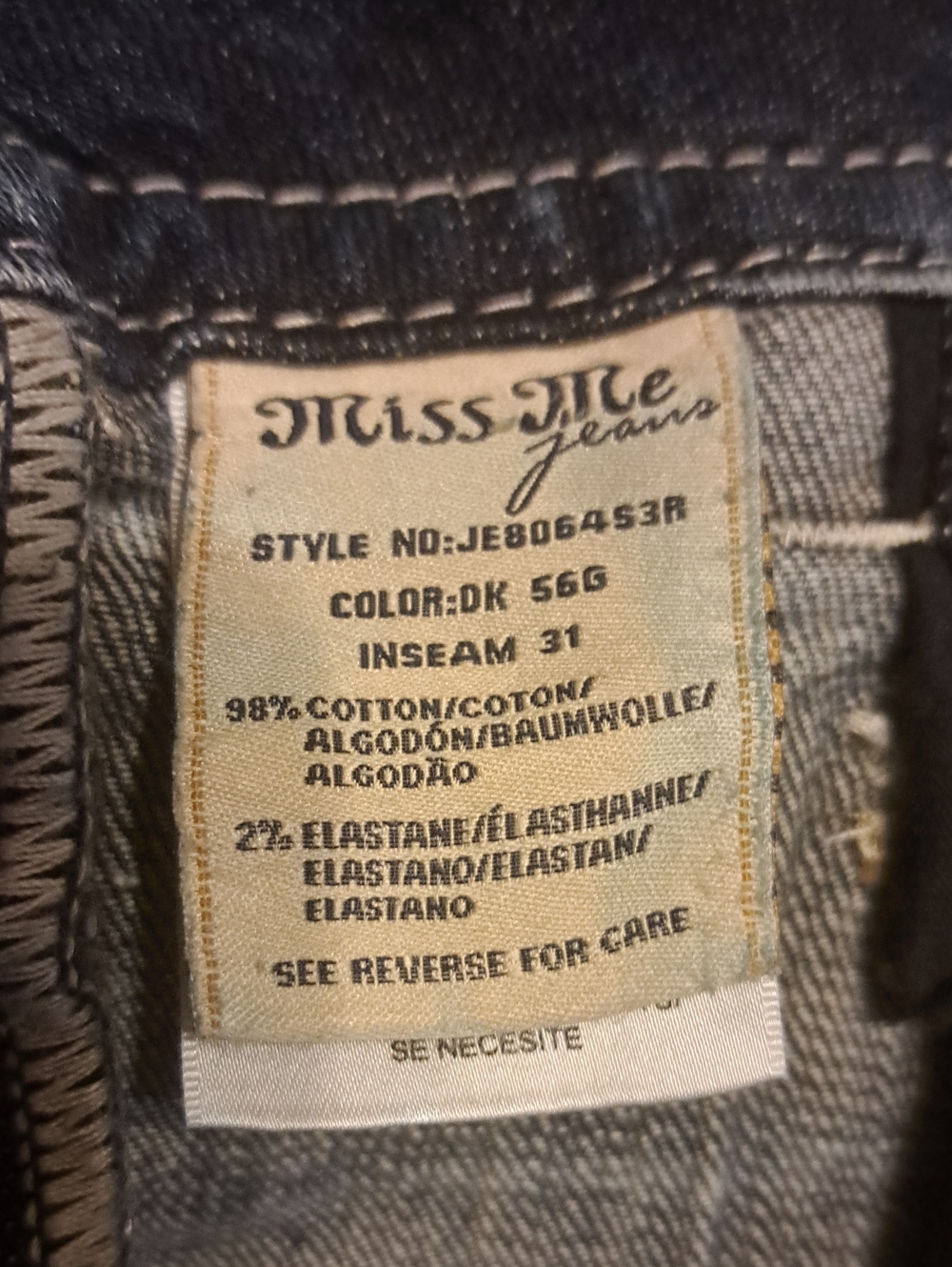 Miss Me Size 27 Signiture Skinn Distressed Dark Blue Embroidered Jeans - Picture 11 of 14